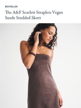 Abercrombie & Fitch Brown Strapless Vegan Suede Dress